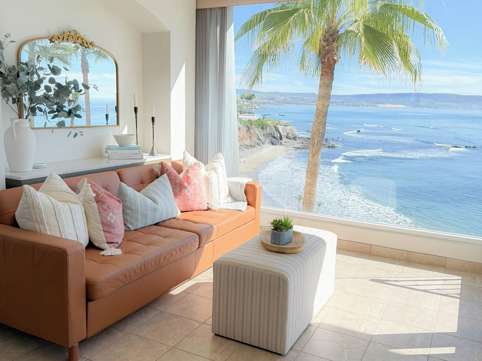 Master Bedroom with King Bed, TV, and Ocean View