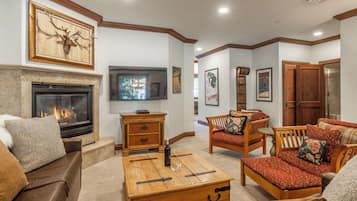 Una Smart TV, una chimenea, videojuegos, un reproductor de DVD