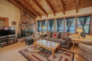 TV, fireplace, printers