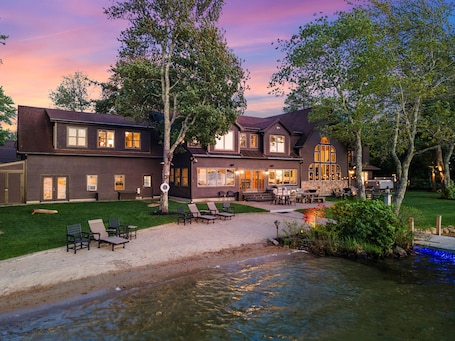 Exterior. Luxury Lakefront w/Hot Tub, Beach, Mountain Views!