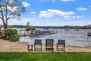 On the beach, sun-loungers, beach towels