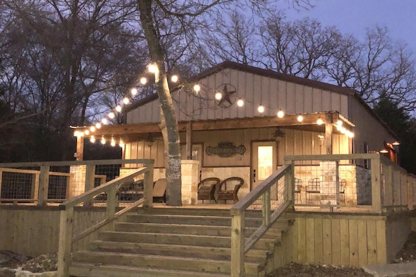 Patio lighting over the front porch makes you never want to go to bed!