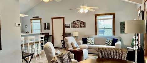 Smart TV, DVD player, books, video library