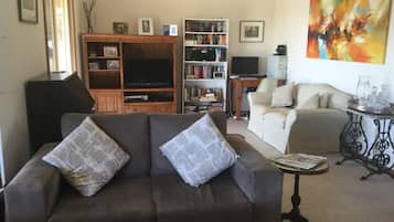 Fernseher, Kamin, DVD-Player, Bücher