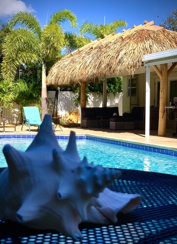 Renovated 3BR/2BA with large heated saltwater pool & tiki bar