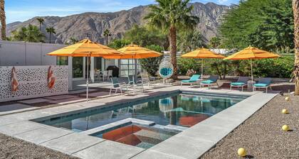 Sunny, Private Mid-Century Modern Oasis with Saltwater Pool, Spa, Mountain Views