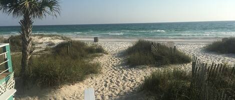 Beach nearby, sun loungers