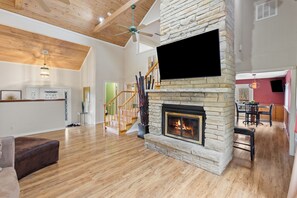 TV, fireplace -  Right in Branson 4,000 Sq Ft Home with Lake View & Hot Tub!  (Branson)