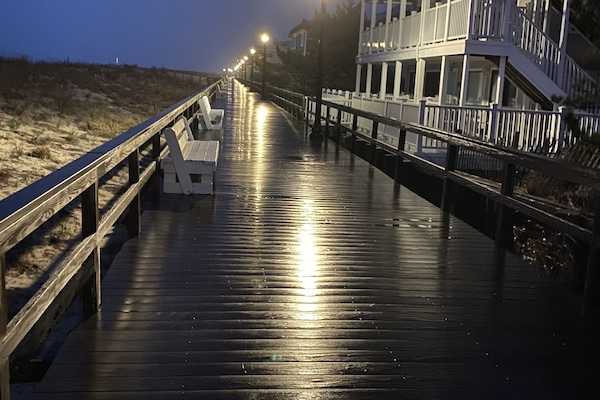 Boardwalk on a rainy night