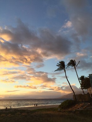 Beach nearby, sun loungers, beach towels
