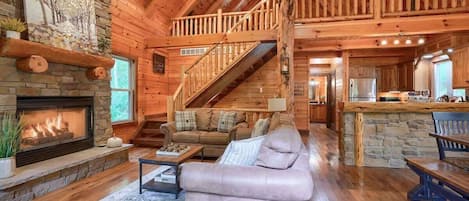 Smart TV, chimenea, reproductor de DVD y futbolito