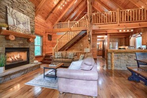 Smart TV, fireplace, DVD player, foosball