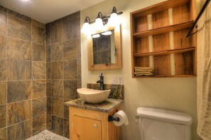 Shower, hair dryer, towels - Creekside Tiny Cabin w/ Hot Tub, Firepit, Pet Friendly, Near NOC, Tsali & Dragon (Almond)