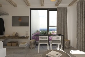 Appartement, vue partielle sur la mer (Aelia 3) | Restauration dans la chambre