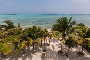Plage, chaises longues, serviettes de plage
