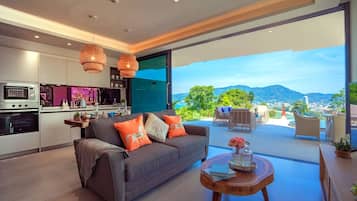 Presidential-Suite, Balkon, Meerblick | Eigene Küche | Großer Kühlschrank, Mikrowelle, Wasserkocher mit Kaffee-/Teezubehör