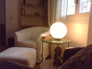 Älytelevisio, takka, kirjoja, stereot