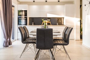 Fridge, microwave, oven, dishwasher