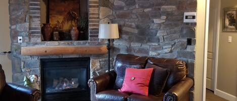 TV connectée, cheminée, lecteur de DVD, table de tennis de table