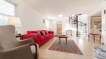 Smart TV, DVD player, books, music library