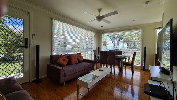 Smart TV, DVD player, books, stereo