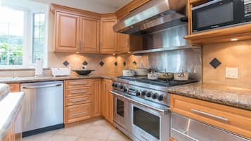 Fridge, microwave, dishwasher, coffee/tea maker