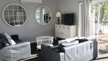 Smart TV, video-game console, DVD player, foosball