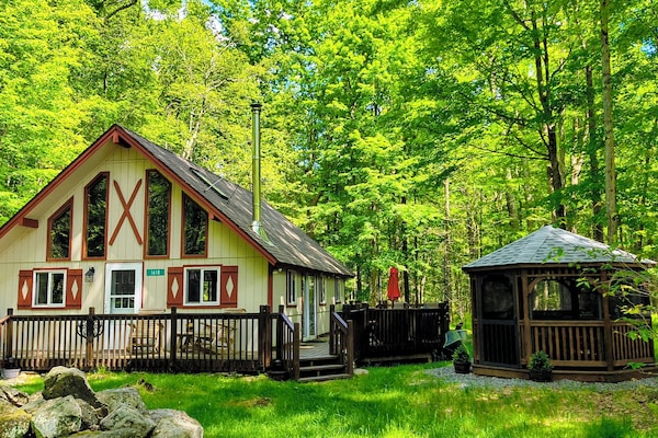 The Chalet at Pines Lake! Nestled in the State Game Lands, short walk to beach.