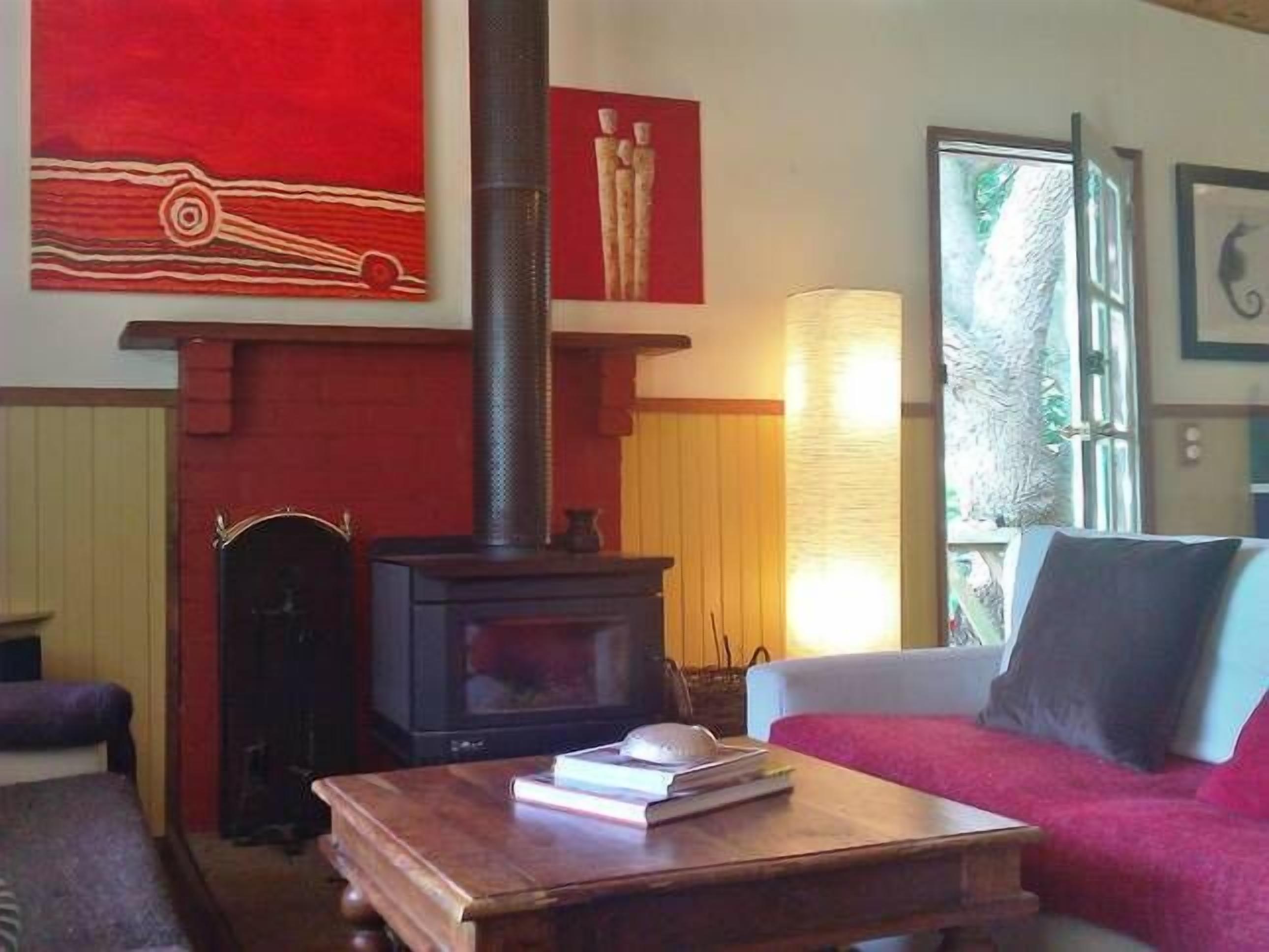 Televisión, chimenea, reproductor de DVD y libros 