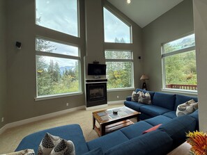 Smart TV, fireplace, stereo