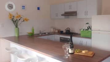 Fridge, microwave, oven, electric kettle