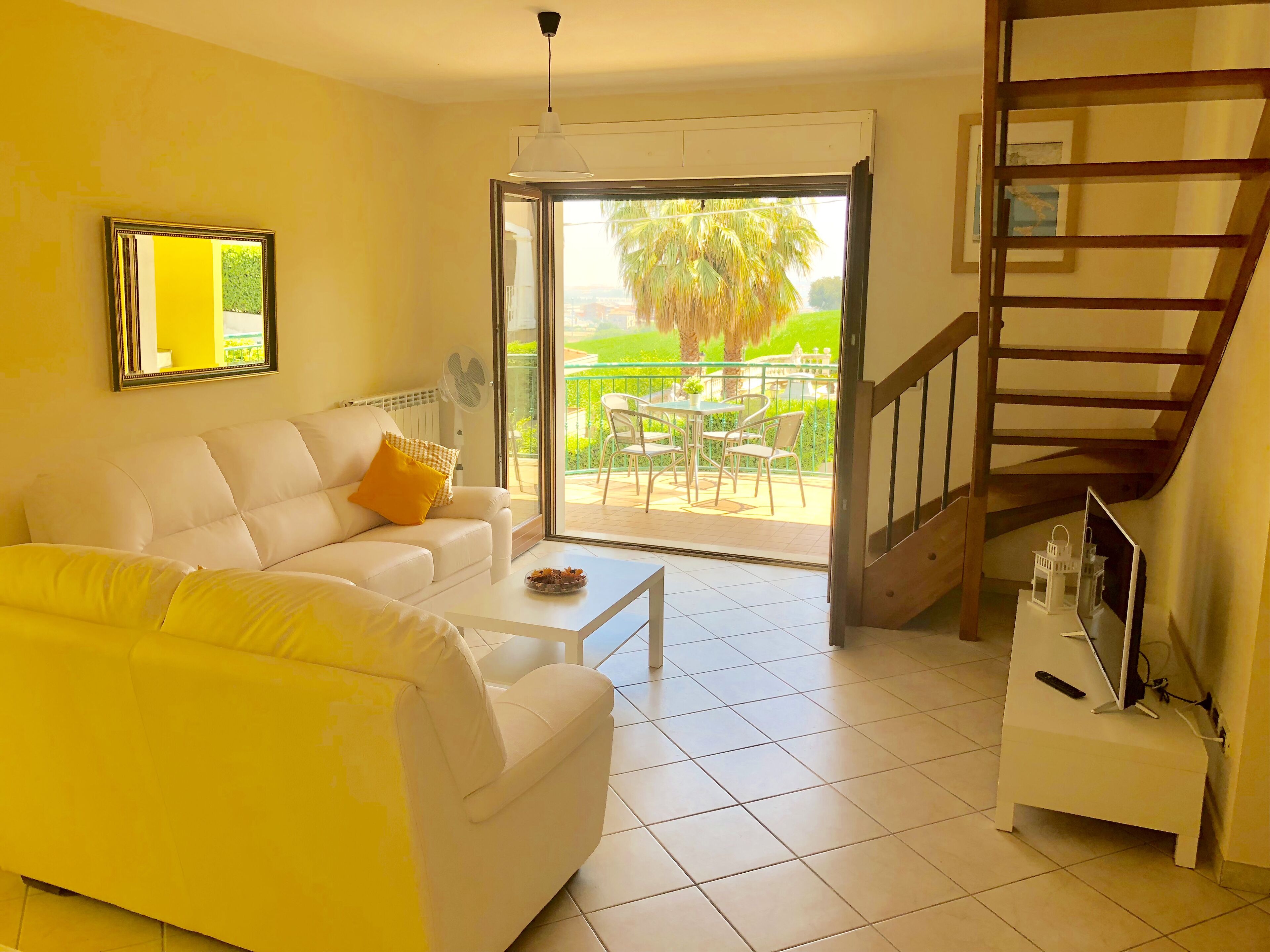 Holiday home in peaceful location with large terrace and stunning sea views.