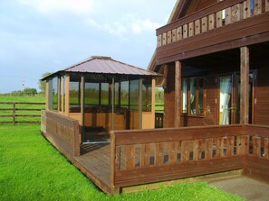 Property grounds - Scandinavian chalet with hot tub in rural North Dorset. Spectacular views. (Gillingham)