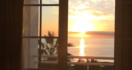 Beach front 3 double bedroom house, pool, pets, garden 40' from sea. NEW BBC ITV