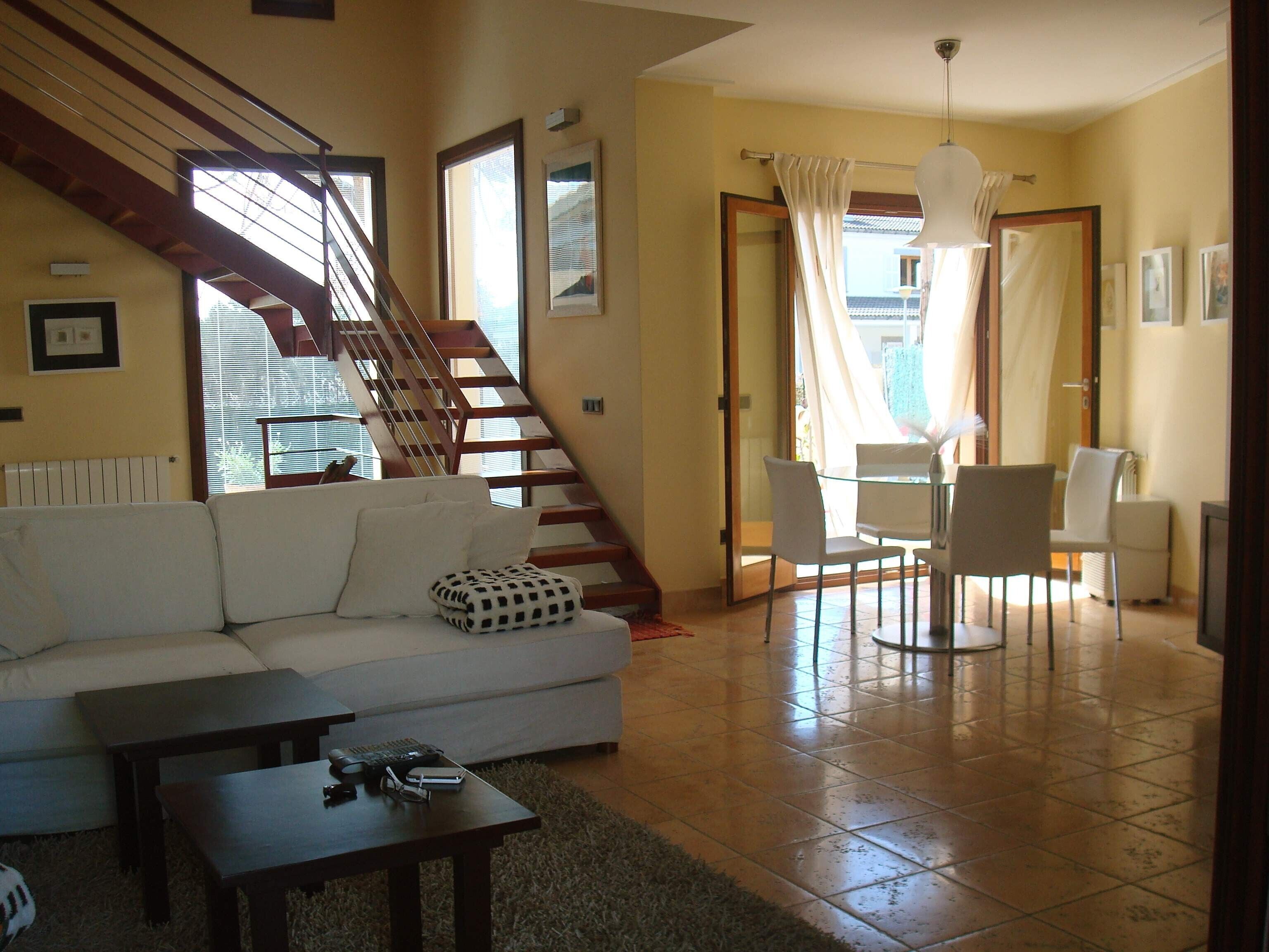 Televisión, chimenea y reproductor de DVD 