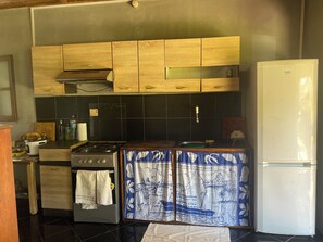 Fridge, microwave, oven, coffee/tea maker