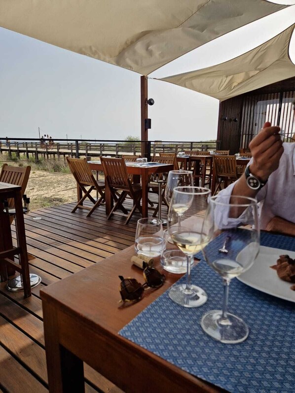 Outdoor dining - Beachfront house, Manta Rota, Algarve (Private pool, Outdoor BBQ, Free Wifi, AC ..) (Vila Nova de Cacela)