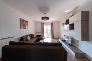 TV, DVD player, foosball, stereo