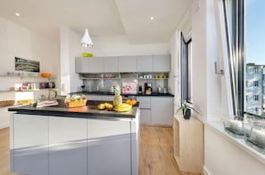Fridge, microwave, oven, dishwasher