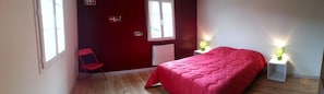 4 bedrooms, iron/ironing board, travel cot