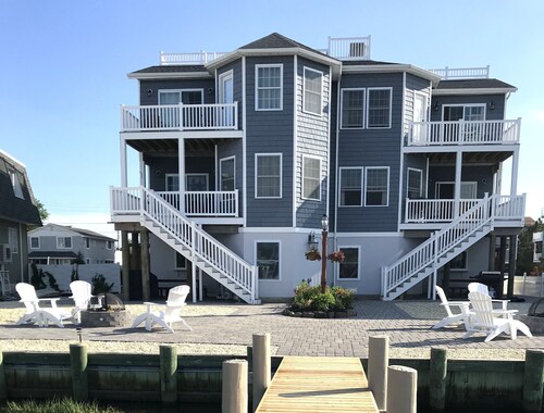Bayfront with dock and fire pit, @ Harris Harbor, Beach Haven Park, LBI