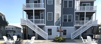 Bayfront met dock en vuurplaats, @ Harris Harbor, Beach Haven Park, LBI