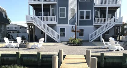 Bayfront with dock and fire pit, @ Harris Harbor, Beach Haven Park, LBI