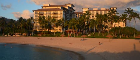 Plage, chaises longues, serviettes de plage