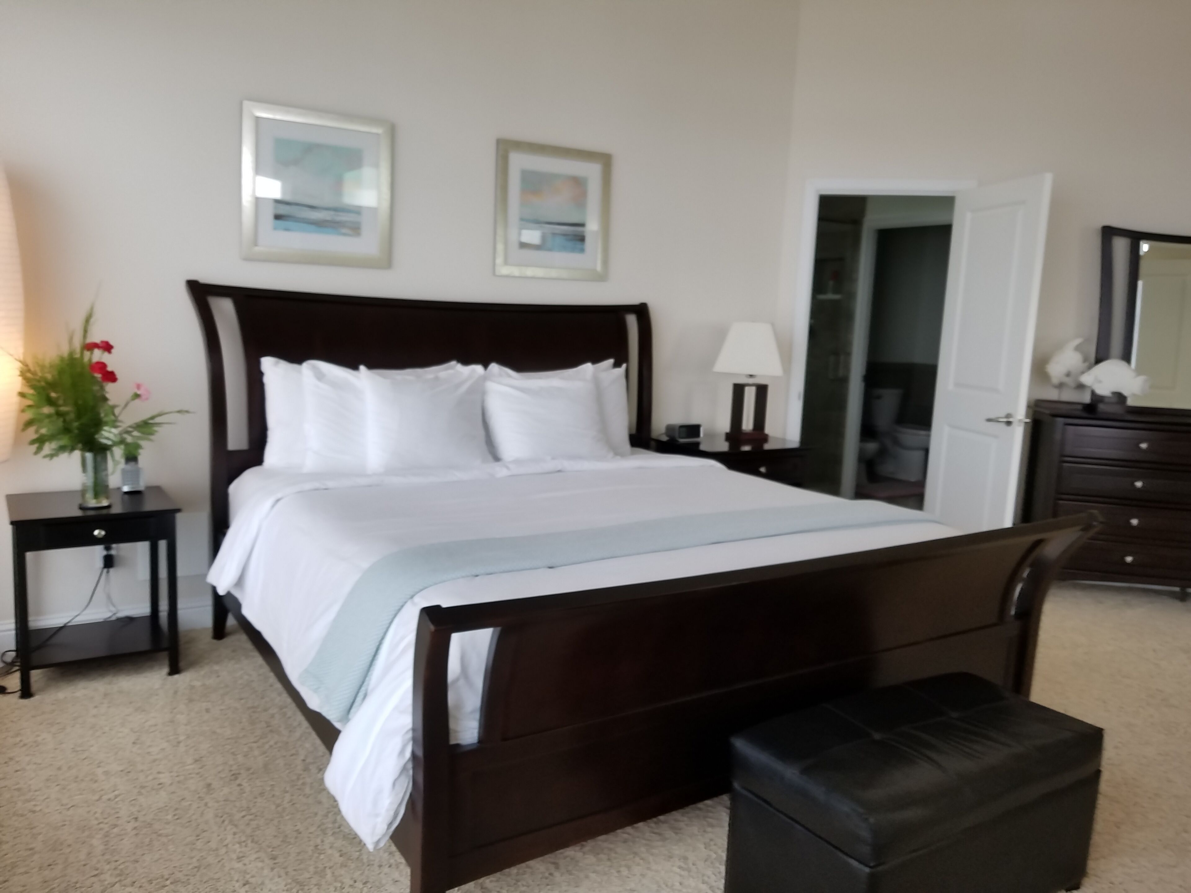 3 bedrooms, memory foam beds, desk, iron/ironing board