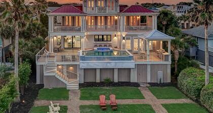 Heinäkuu Alennukset! "Belle Mer" ~ OCEAN FRONT, PRIVATE POOL, HOT TUB, ELEVATOR, BOARDWALK!