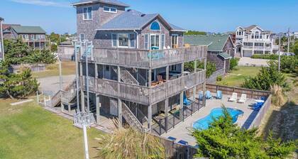 Oceanview-koti, 2 kpl rannalta, uima-allas, poreallas, koiraystävällinen, kävely rannalle