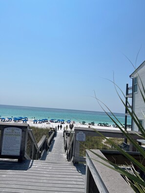 Beach nearby, sun loungers