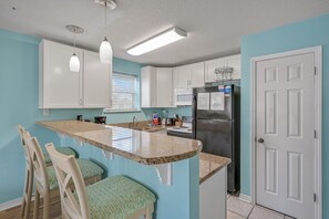 Fridge, microwave, oven, stovetop - 3BR Corner Condo Steps to Beach with Gulf Views (Miramar Beach)