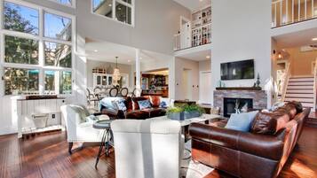 Fernseher, Kamin, Videospiele, DVD-Player